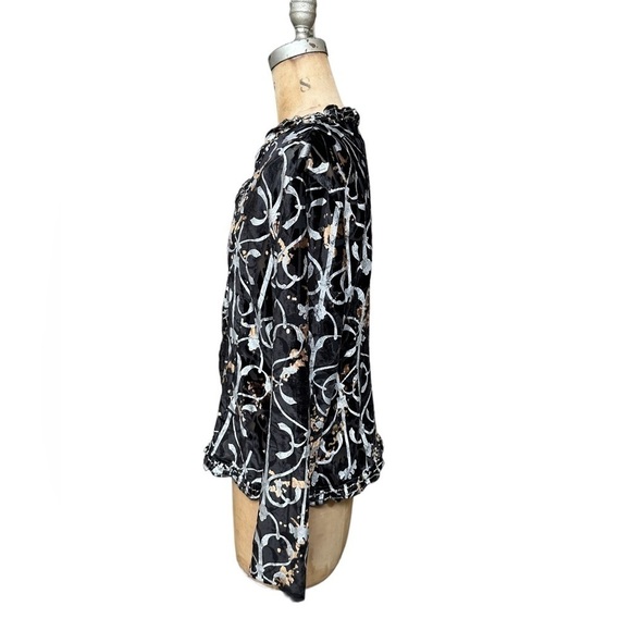 Chico’s Rayon Silk cardigan size M/1 black silver and gold - Picture 4 of 6